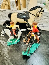 Horse & Cowboys Vintage Toys Made In USA / Made In Hong Kong Lot of 3 Plastic