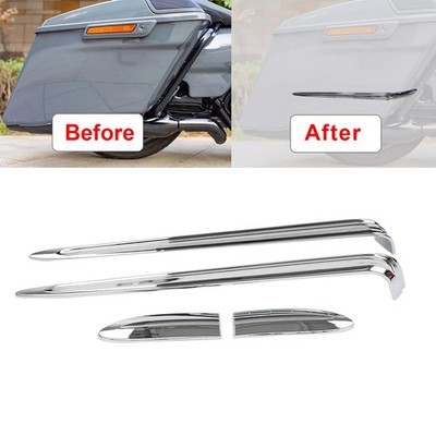 Chrome ABS Hard Saddlebag Lid Accent For Harley Street Glide FLHX Road King FLHR