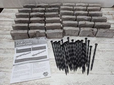 EasyFlex No-Dig Landscape Edging Kit 15ft Stone-Look w/ Anchoring Spikes