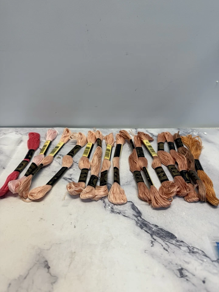 DMC Cotton Embroidery Floss Thread~Lot of (15) Skeins~pink Mauve  Color Set - Image 2 of 2