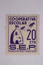 MEXICO 1878 20 CENTAVOS REVENUE STAMP BEEHIVE CREASE FAULT USED
