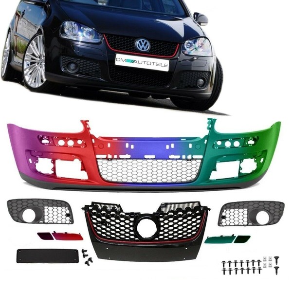 Lackiert StoßStange Vorne Passt FüR VW Golf 5 V Auf GTI Sport +ZubehöR Grill+Abe-image