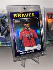 Ozzie Albies 2024 Topps Heritage #345 Chrome Purple Refractor Braves