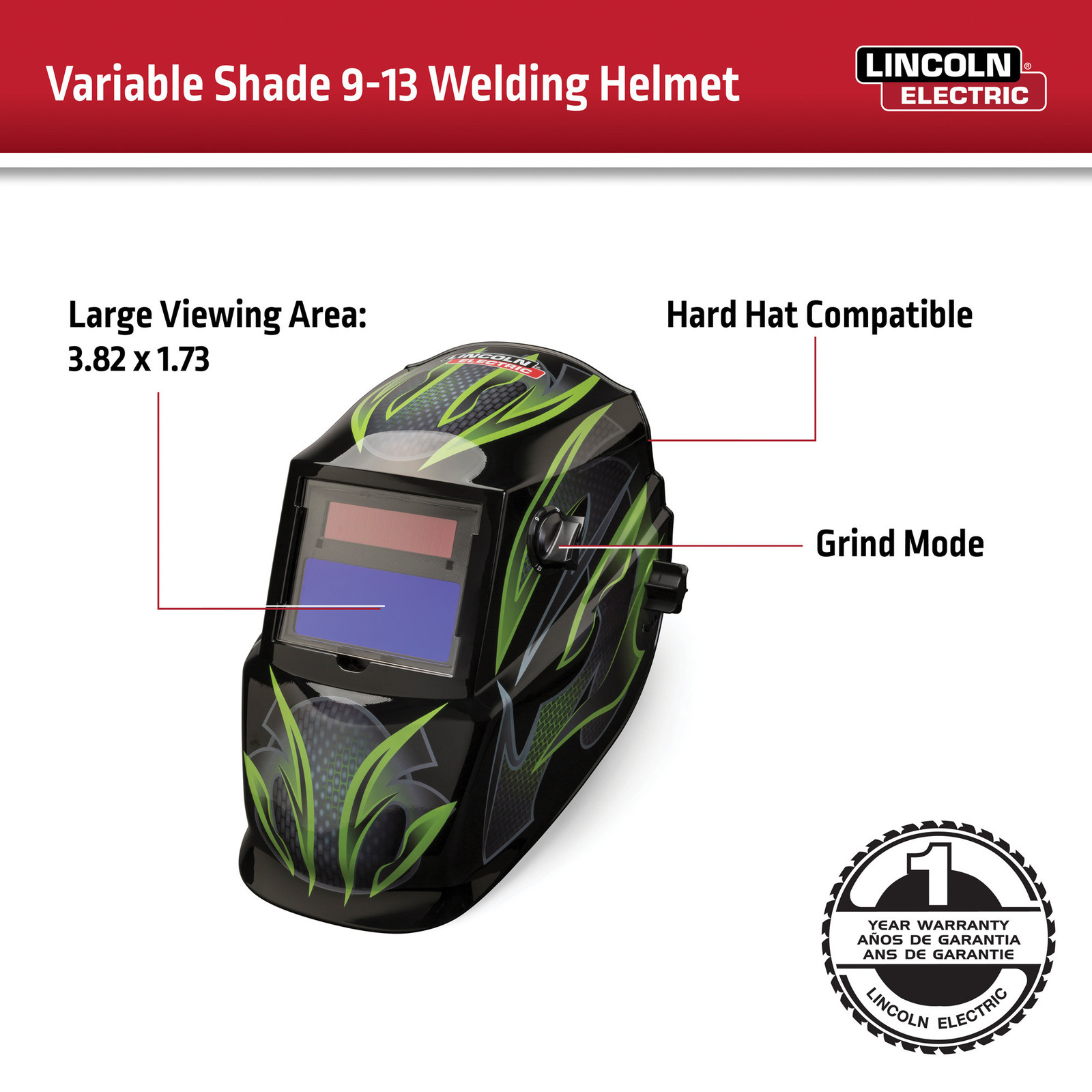 Lincoln Electric Auto-Darkening Welding Helmet, Galaxsis Pattern, Model# K4438-1