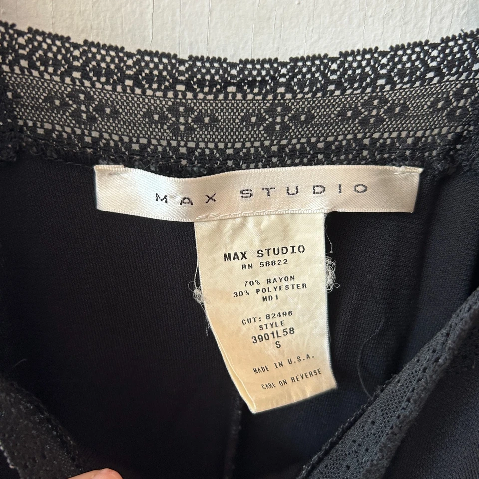 Max Studio черный Midi платье женщин маленький кружевной отделки винтажный Whimsigoth Slinky Y2K - Изображение 4 из 4