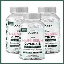 Pack 3 Organics Ocean Pure Magnesium Glycinate Low Dose Zinc Chelated 90 Capsule