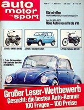 1) Auto Motor Sport AMS 10/1977 - Modellreport VW Käfer - Monteverdi Safari 5.2