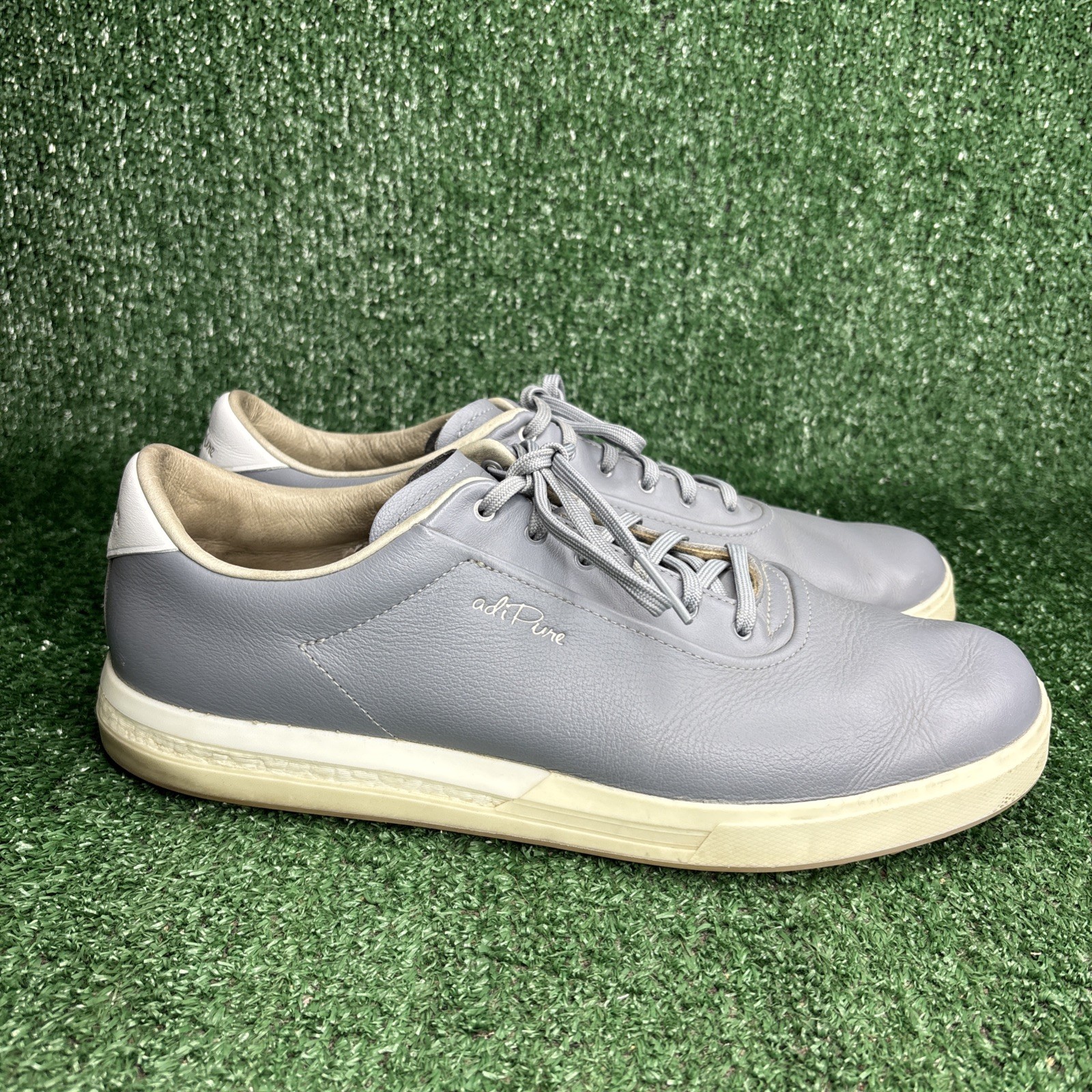 Mens Size 12 Gray Leather Spikeless Comfort Boost
