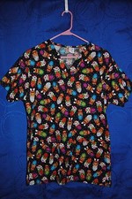 BANANA SCRUBS Santa Reindeer Light bulbs Scrubs Size XS