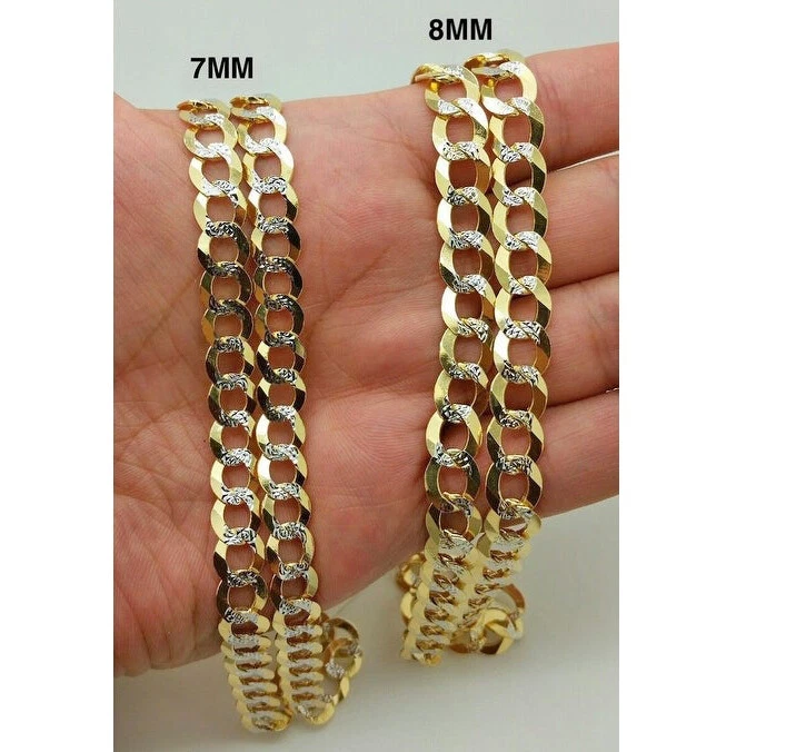 14K Diamond Cut Cuban Curb Link Necklace Chain 8mm 20