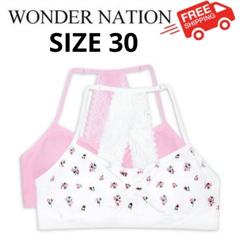 Wonder Nation Girls size 30 Seamless Lace Bralette, 2-Pack, color Pink NWT - Picture 1 of 10