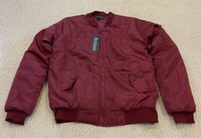 NWT Men’s Nathan Burgundy Red Bomber Flight Zip Jacket ALL SIZES