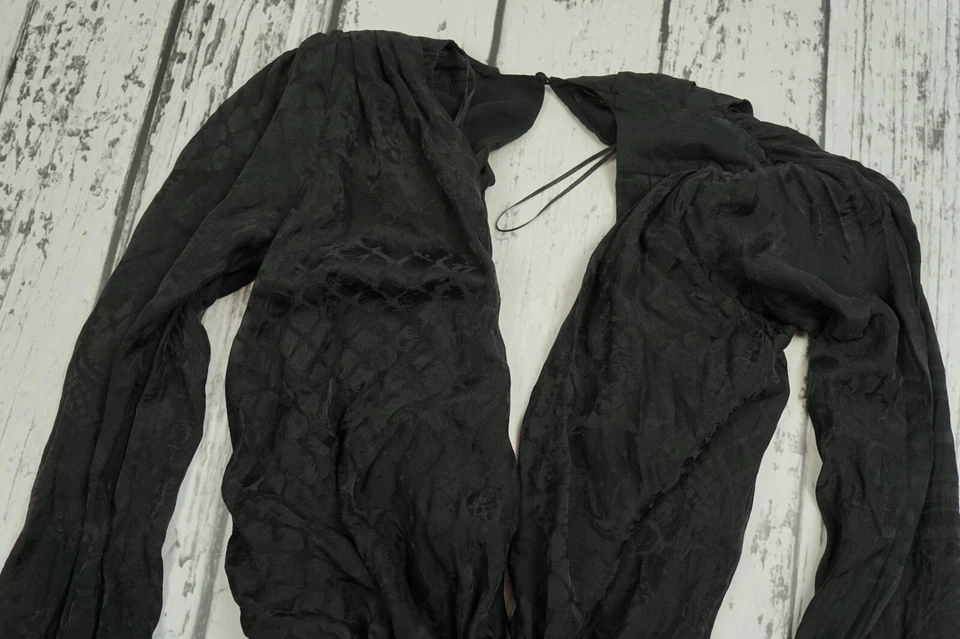 Balmain H&M 真丝提花垂褶迷你连衣裙,尺寸 US 2 EUR 32 长袖黑色 — 第 3/4 张图片