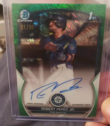 2023 Bowman Chrome Robert Perez Jr Auto Green Shimmer /99 Mariners Ships FREE