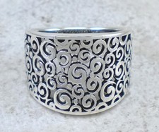 WIDE 925 STERLING SILVER FILIGREE SWIRL RING size 6 style r2604