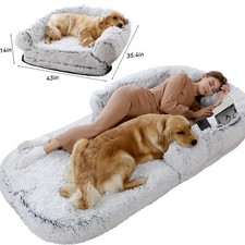 2 in 1 Foldable Large Fur Human Size Dog Bed for People 71x45x10"
