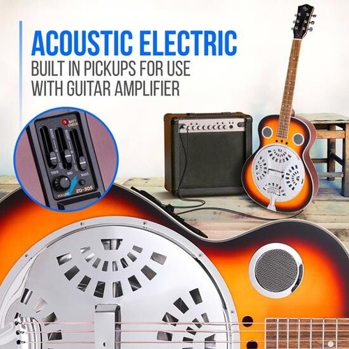 Pyle 6String Acoustic Resonator Guitar, Full Scale Resophonic w