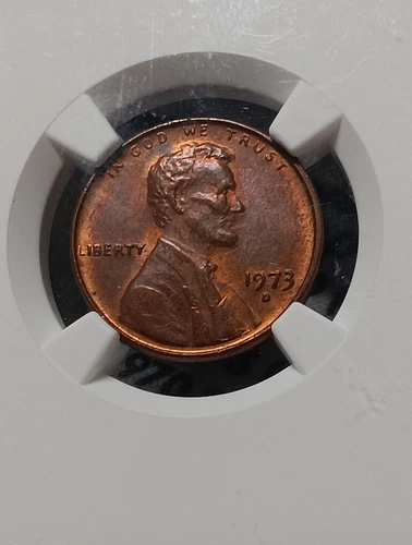 1973 D Lincoln Memorial Cent Penny Coin MS62 RB  NGC Brown Label Holder
