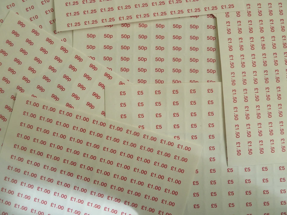 Red on Clear Price Promotional Point of Sale Stickers Self-Adhesive 220 Labels