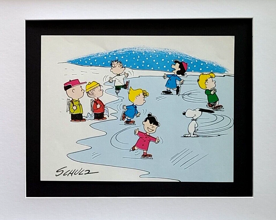 CHARLES SCHULZ + Dibujos animados firmados de Navidad 1968 Peanuts SNOOPY + Marco nuevo + ¡COMPRA! Foto 2 de 3