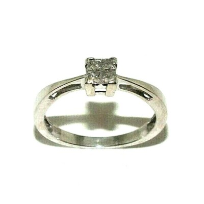 Damen/Damenring 9 kt Weißgold Diamant, UK Größe M