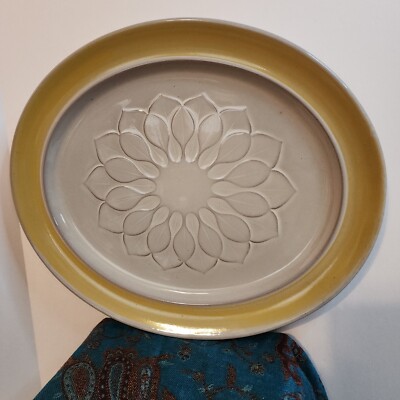 Beautiful Vintage Yellow & Grey Franciscan ''El Dorado'' Earthenware Oval Platter