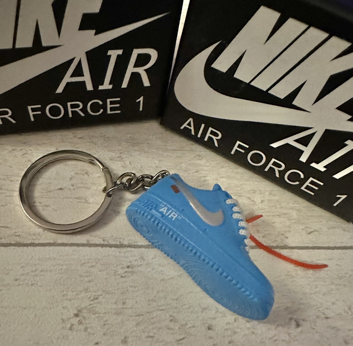 Nike Air Force 3D Trainer sneaker Keyring Blue shoe Mini Low Gift Box Car  key