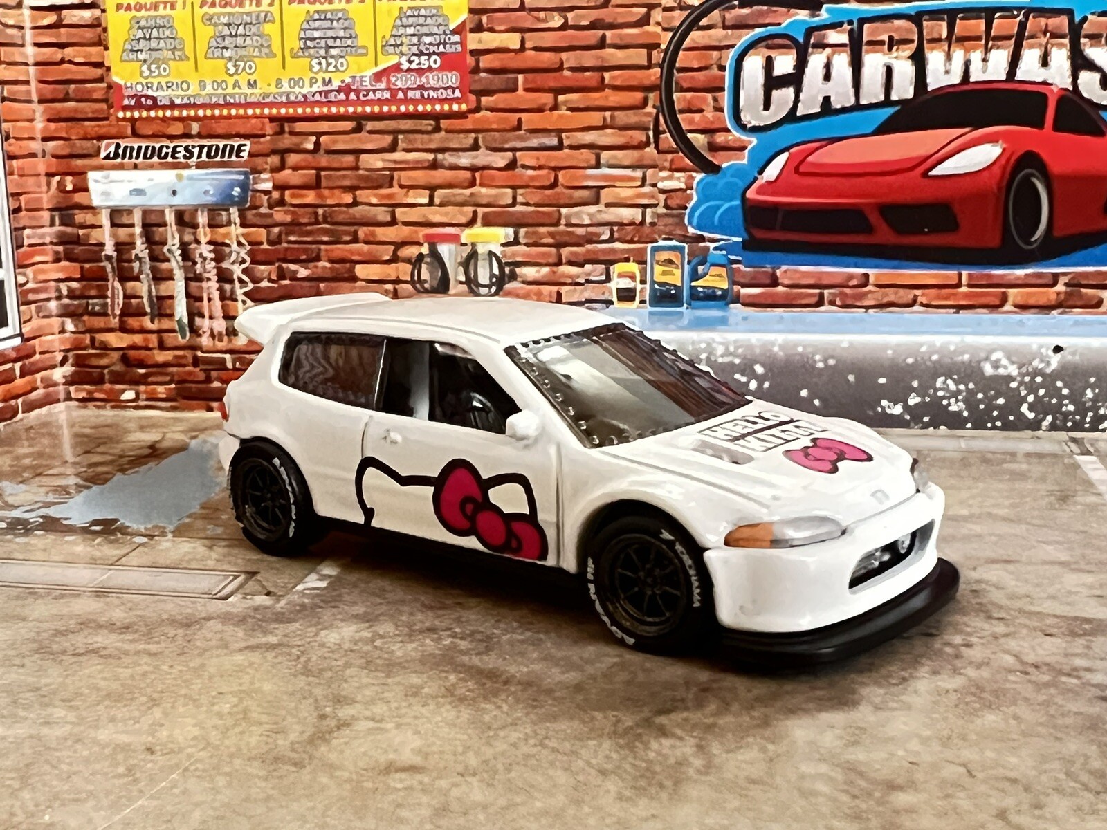 Hot Wheels Honda Civic Custom hello kitty White EG Custom Real Riders