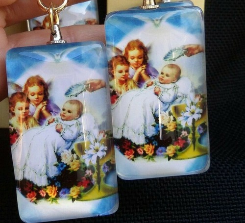 10 Recuerdos De BautizoNiño Mi Bautizo Fiesta Bautizo Favores Niño Llaveros, Niña - Imagen 2 de 10