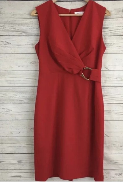 red sleeveless cocktail dress