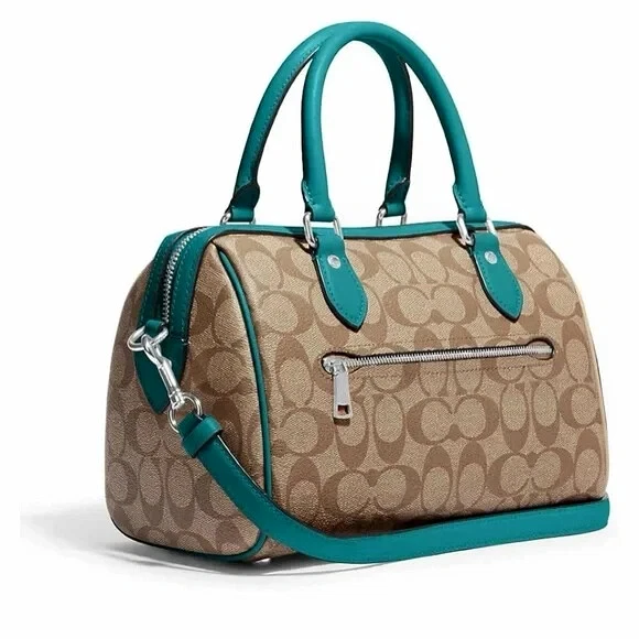 NUOVA $395 Coach Teal Medium ROWAN borsa a tracolla borsa a tracolla borsa Sig C pelle CH280