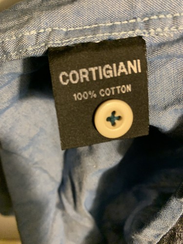 Cortigiani Original Design Mens Dress Shirt Blue Large - Foto 6 di 6