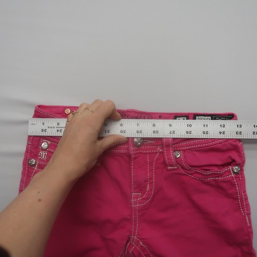Miss Me Girls Youth Capri Jeans Size 14 Bright Pink Embellished Stretch - Picture 10 of 10