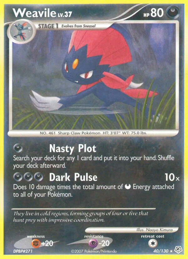 Weavile 40/130 Diamond & Pearl Pokemon Card LP