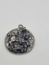 Vintage F & S Fenwick And Sailors Sterling St George And Dragon Medallion Charm