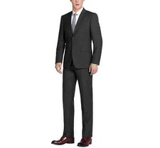 RENOIR Men  s Black Suit Solid Two Button Business/Formal Regular Fit 201-1