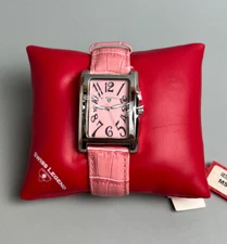Womens Pink Swiss Legend Swiss Mvmt 3ATM Water Resistant Watch W/Leather Band