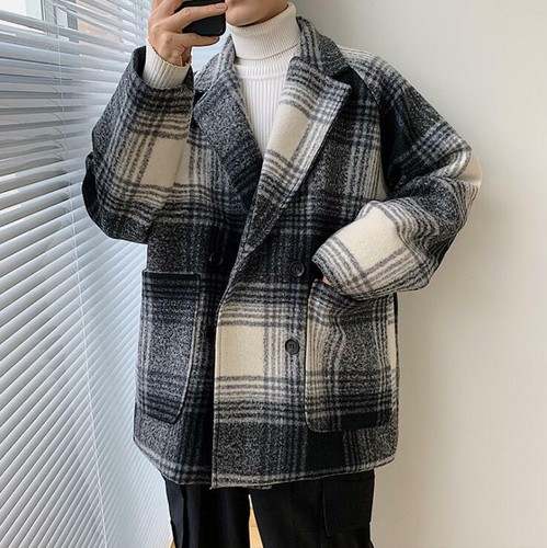 Fashion Short Woolen Coat Mens New 