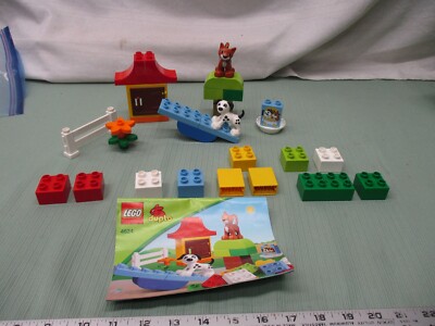 Lego Duplo Set 4624 Dog Cat Brick set retired 2012 pet park teeter fence flower