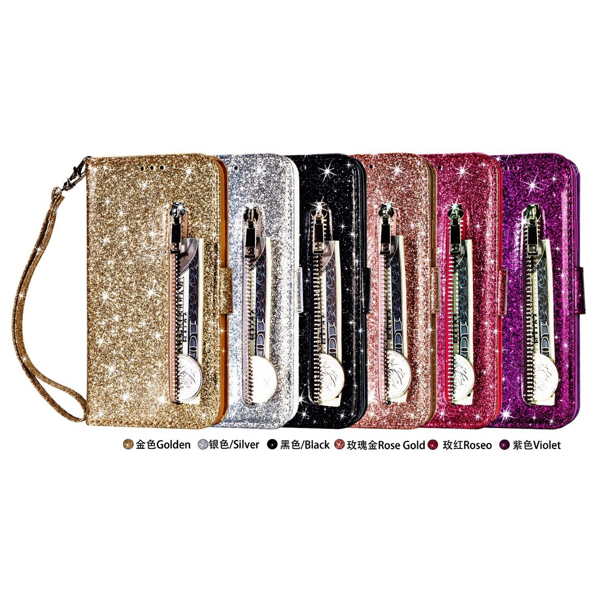 Custodia IPhone Con Paillettes E Supporto A Cuore - Brillantina Glitter Per 12/11/XR/7/8/6 - Foto 4