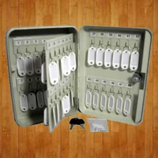 48 Hooks TAN Key Steel Safe Home Car Storage Case Free Key Tags Box Wall Mount
