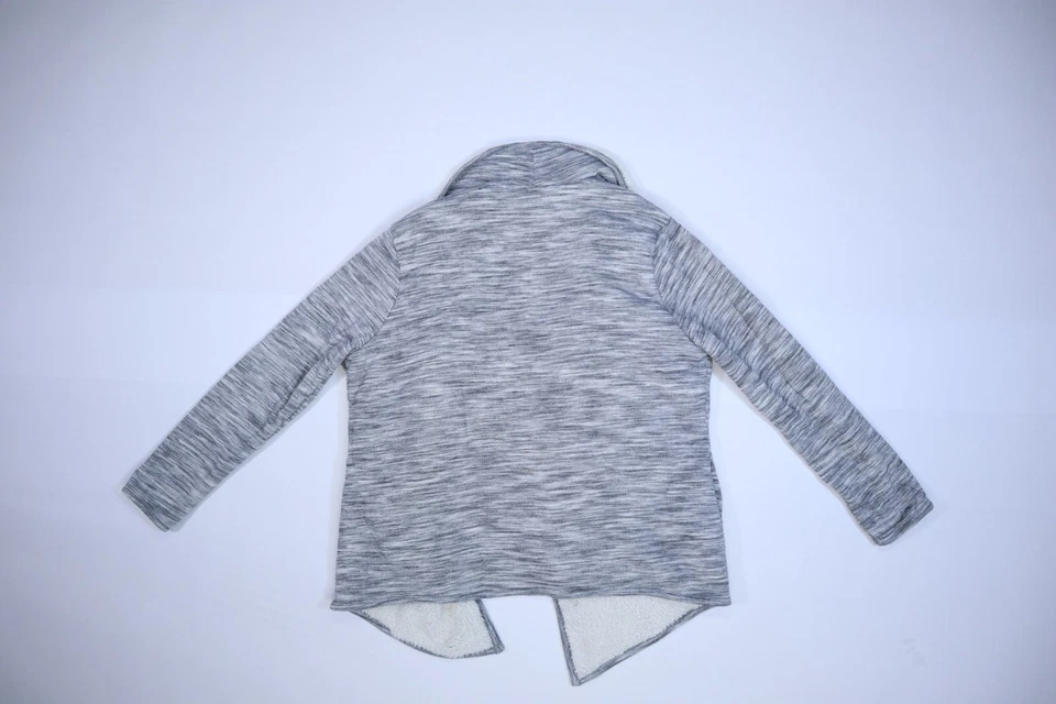 Suéter de mujer Green Tea gris a rayas manga larga forrado sherpa frente abierto XXL Foto 3 de 4