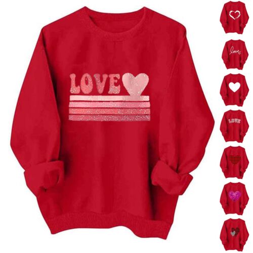 Women's Casual Fashion Valentine's Day Print Long Sleeve O-Neck Sweatshirts