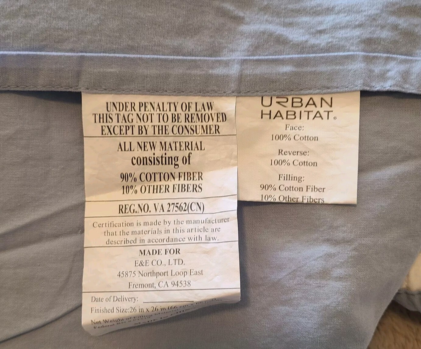 Set of 2 Urban Habitat White Quilted Euro Pillow Sham 26x26 Light Blue Trim