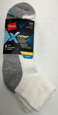 1 pack Hanes 4 Pair X-TEMP MENS ANKLE SOCKS White  Blue White Stripe SIZE 6-12