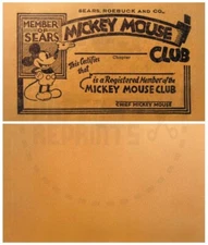 MICKEY MOUSE CLUB MEMBERSHIP CARD - GOLDEN VERSION - VINTAGE REPRINT