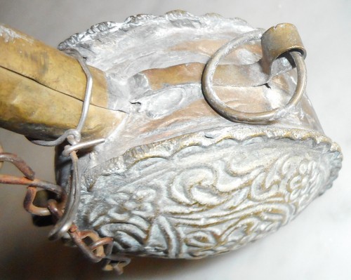 pulver flasche messing oval alt antik orientalisch verziert top vintage deko - Picture 10 of 12
