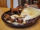 Brinns Neutral Drip Glaze Art Pottery Ashtray Trinket Dish Horses Ponies Japan — photo 6