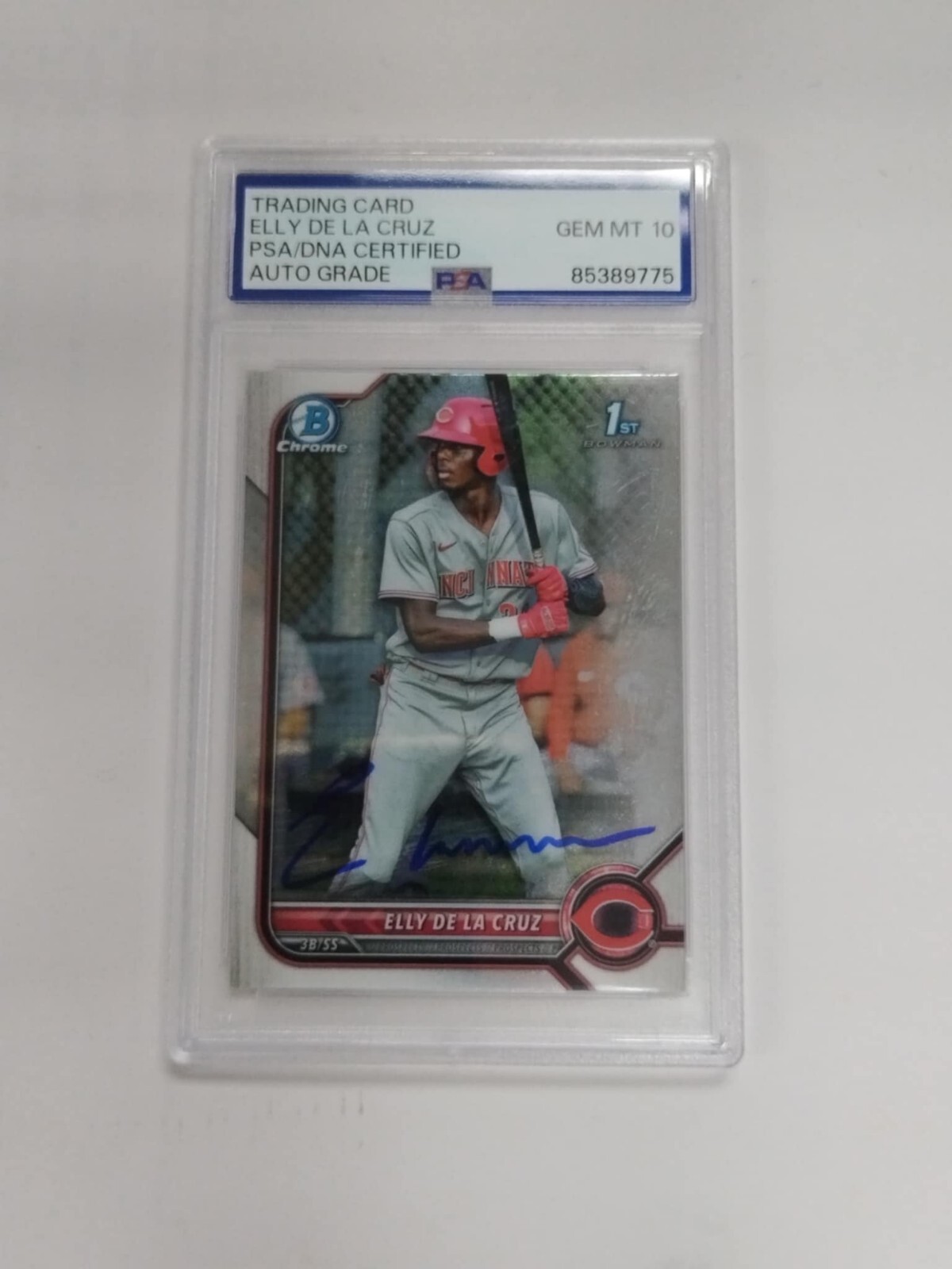 2022 BOWMAN CHROME 1ST AUTO RC BCP50 ELLY DE LA CRUZ PSA AUTO10 BLUE NEW LABEL