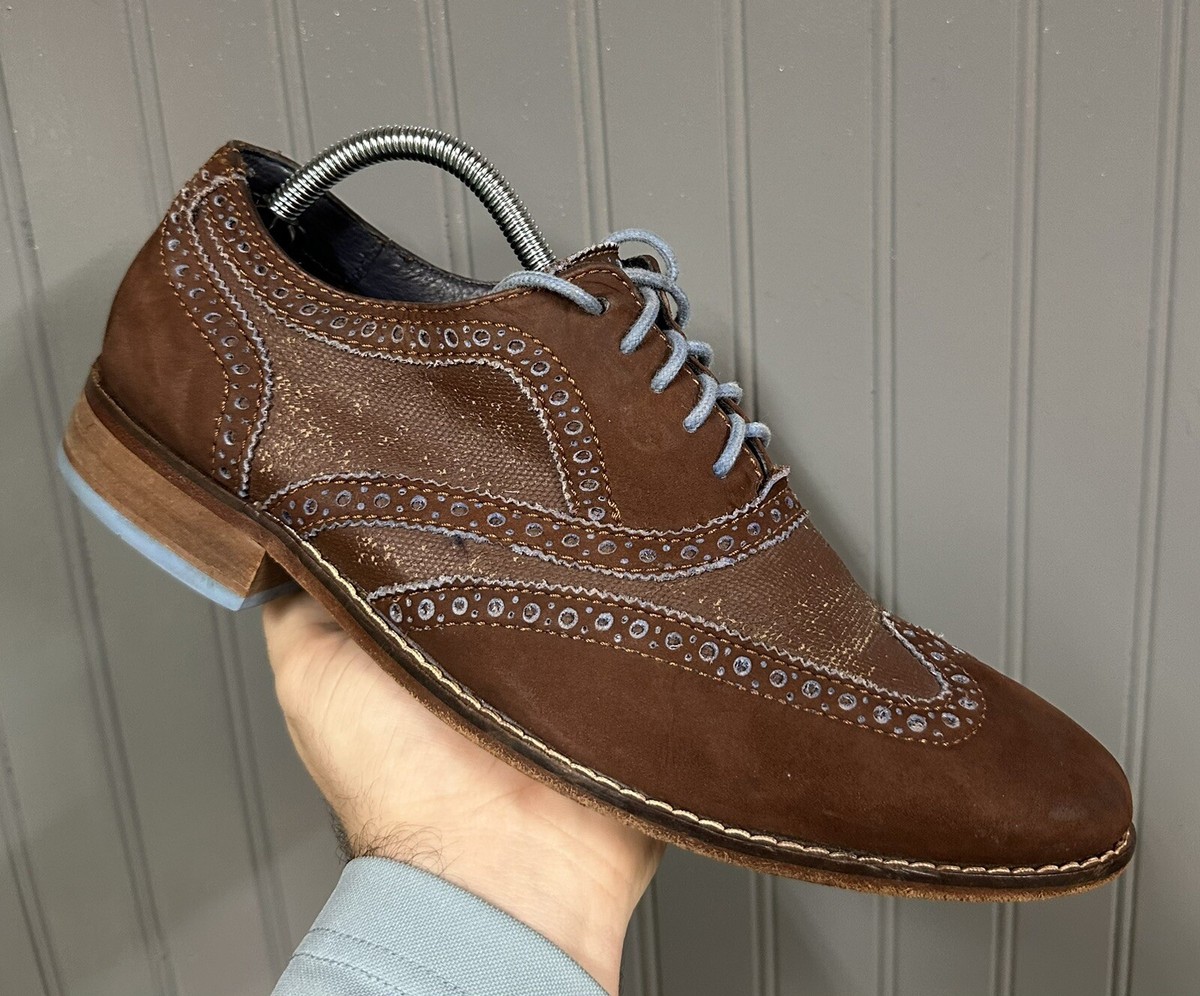 Cole Haan Brown Blue Wingtip Derby Dress Shoes C11518 Men Size 8.5 W Nikeair Cole Haan Air Brown Blue Wingtip Derby Dress Shoes C11518  main image 2